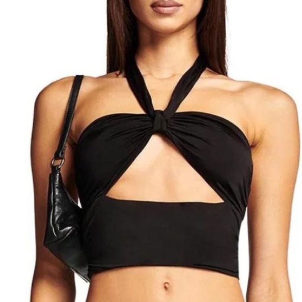 I.AM.GIA Black Knot Halter Cutout Crop